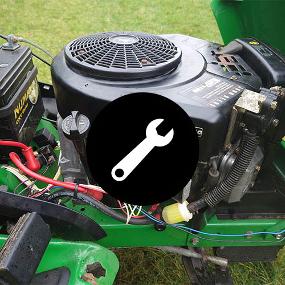 Lawnmower with spanner icon over the top